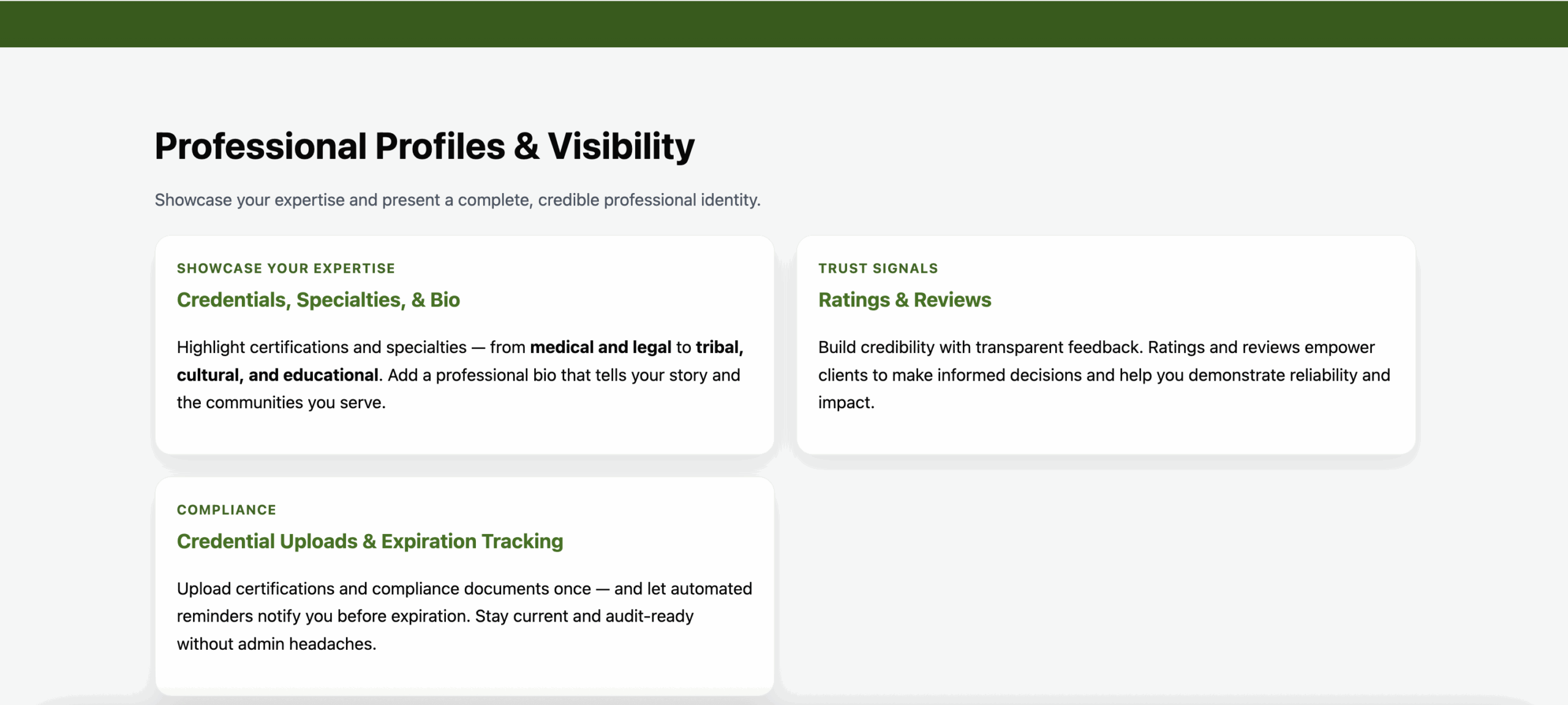 LingoForce website showing the logo and sections titled Professional Profiles and Visibility, Financial Clarity and Control, and examples of interpreter dashboards.